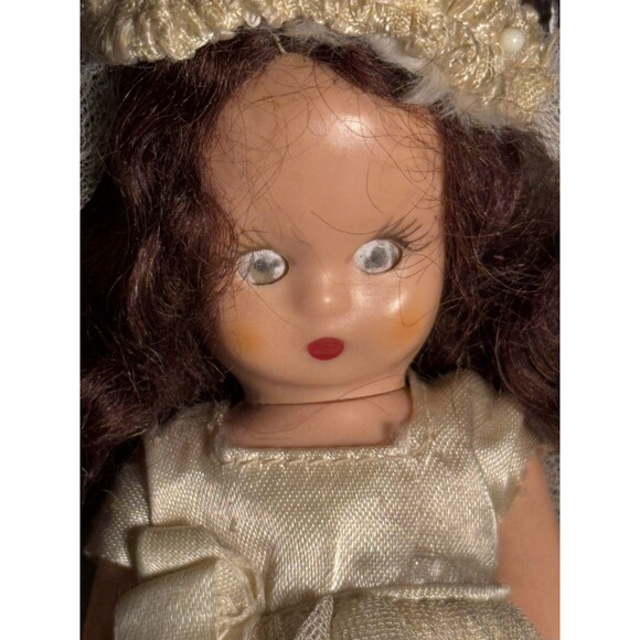 1940 Nancy Ann Bisque Mini doll bride with moving eyes VTG Collector 5.5” Scary - Picture 14 of 14
